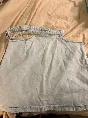WeWoreWhat Light Blue Denim Mini Skirt with Removable Belt